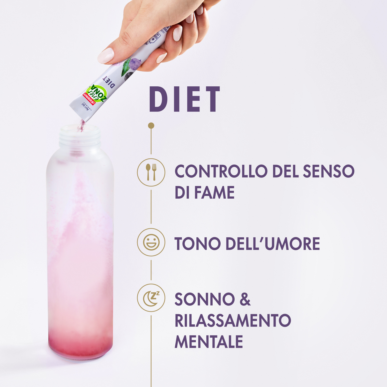 ENERZONA CARE DIET per controllare il senso di fame, la qualità del sonno e il tono dell'umore - GUSTO FRUTTI DI BOSCO - 20 BUSTINE