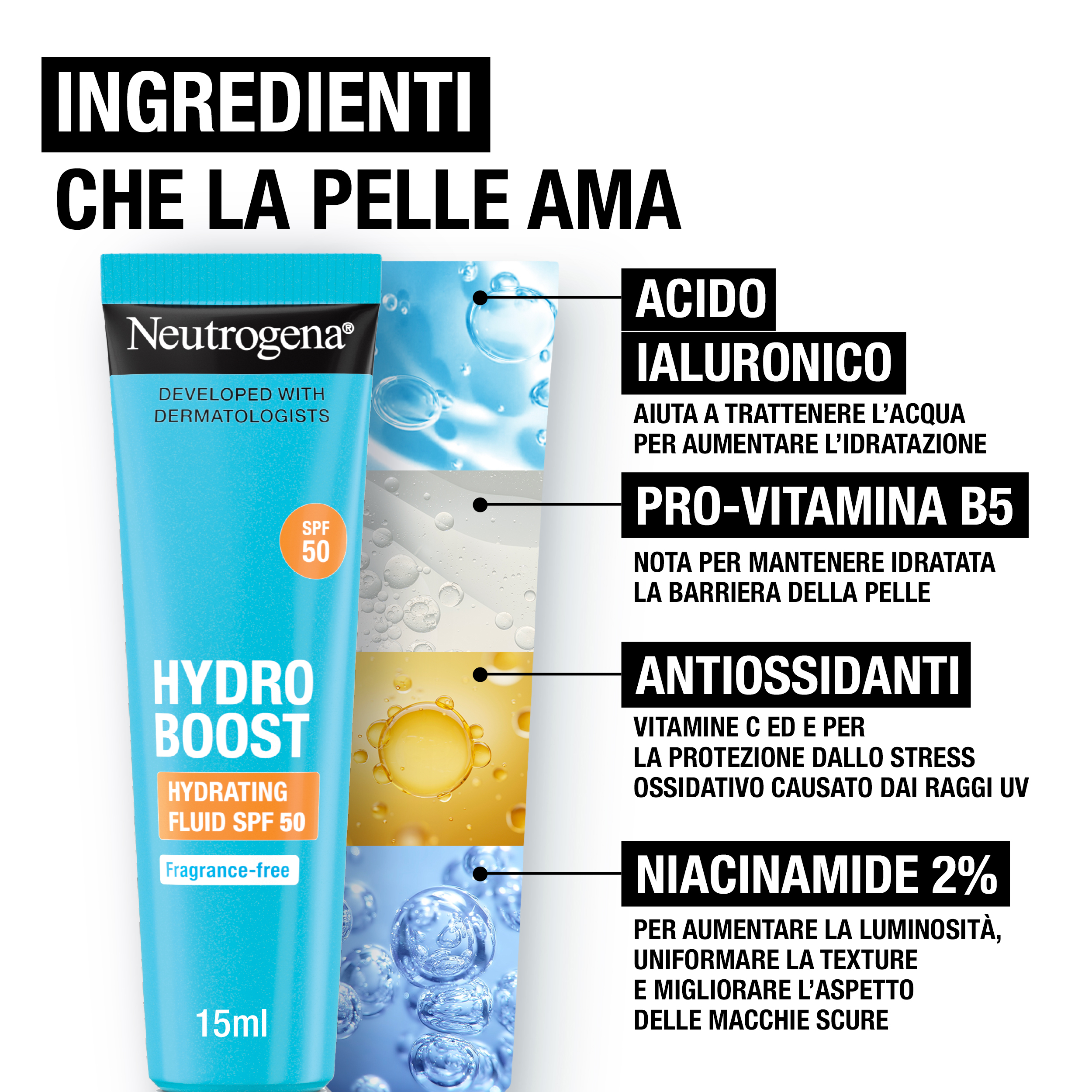 Neutrogena Idratazione e Protezione Hydro Boost Detergente 200 ml + Siero 30 ml + Fluido SPF50 15ml