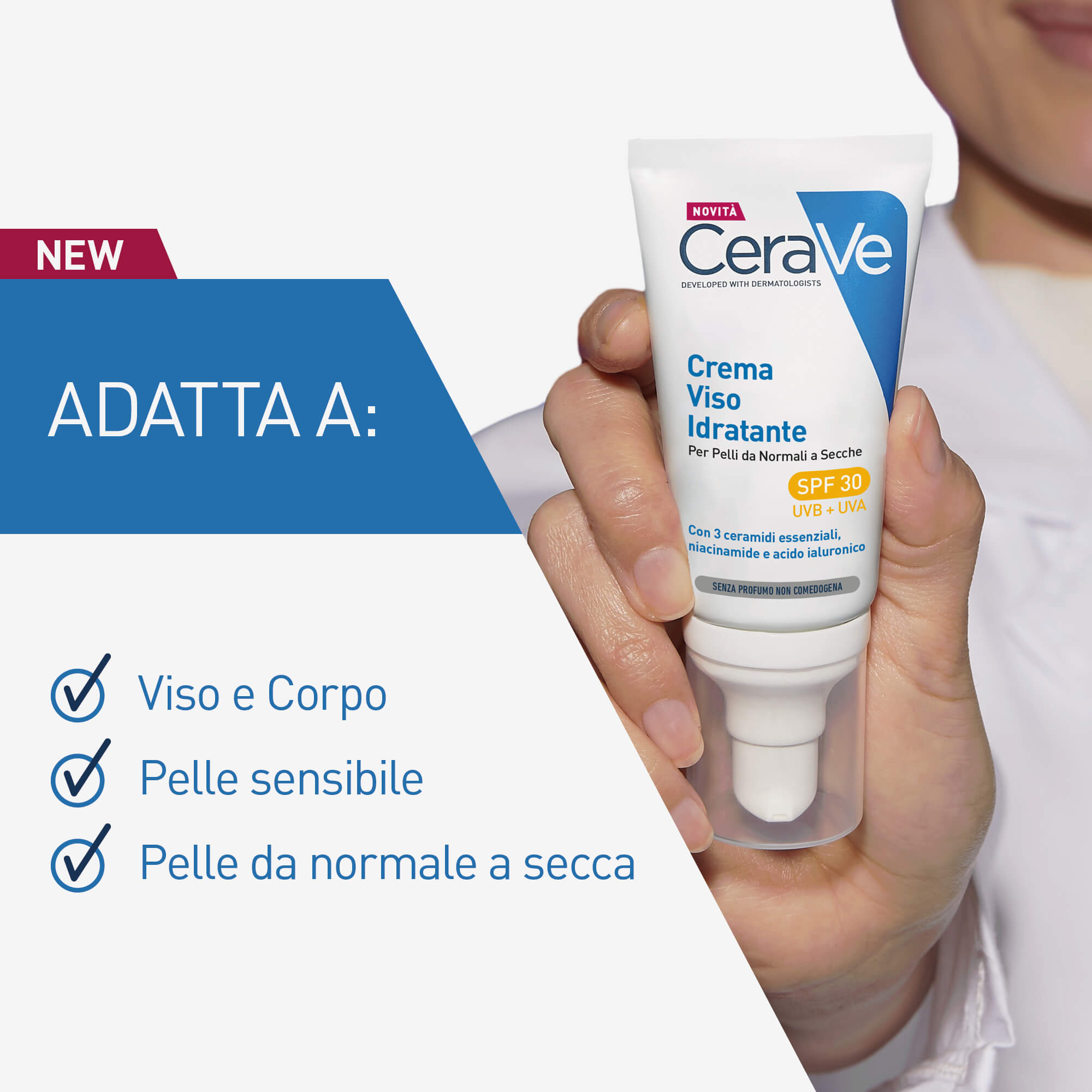 CeraVe Crema Viso Idratante SPF30 24 ore con acido ialuronico 52 ml