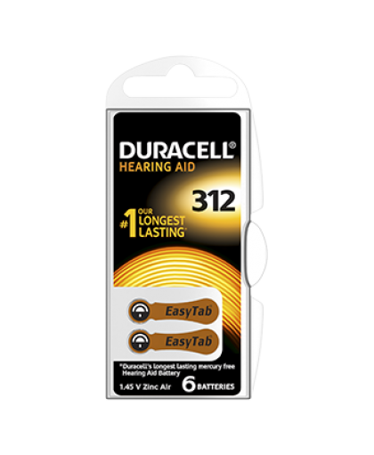 Duracell EasyTab 312 Marrone Batterie Apparecchio Acustico 6 Batterie