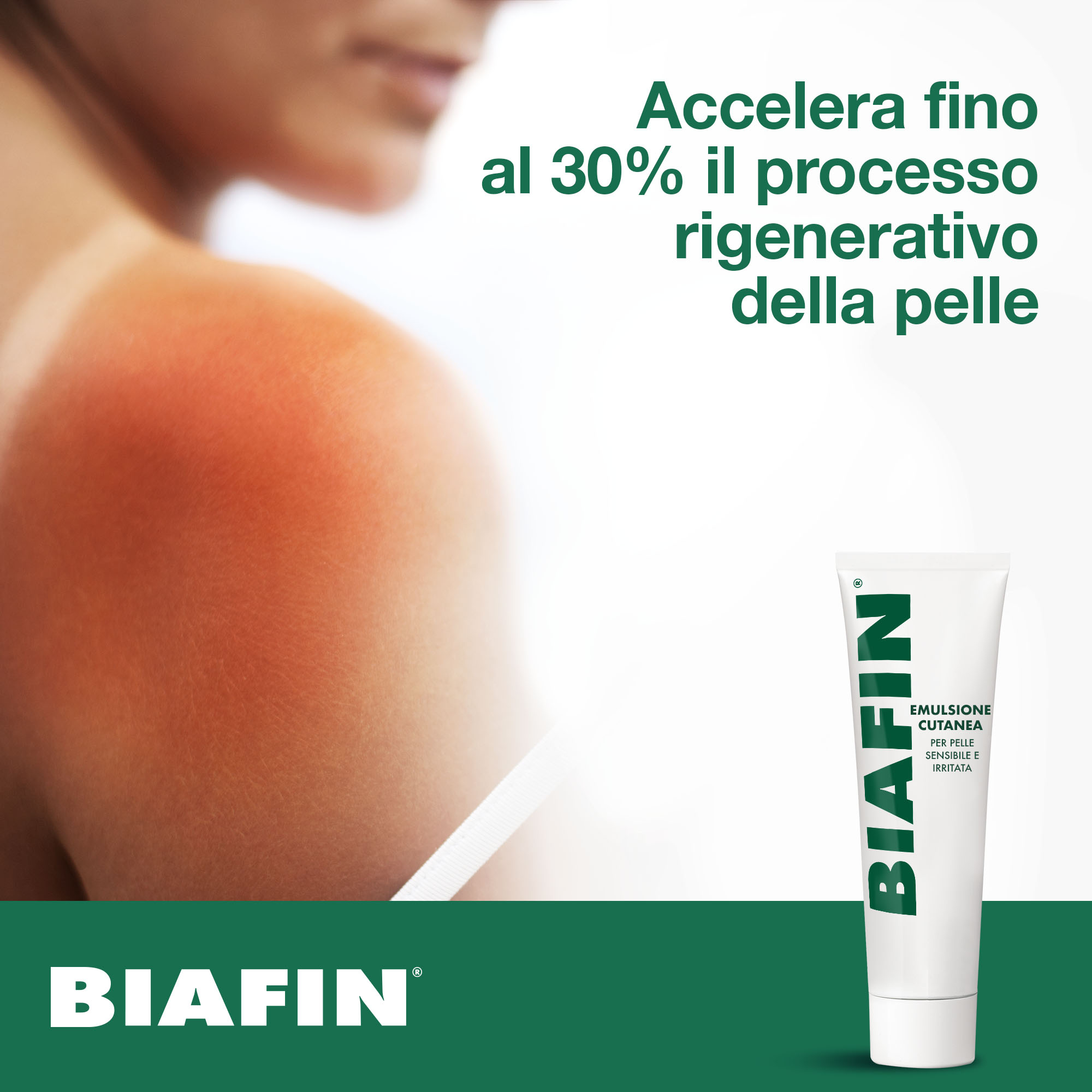 Biafin Emulsione Cutanea Idratante Lenitiva 100 ml, Crema scottature e pelle sensibile e irritata