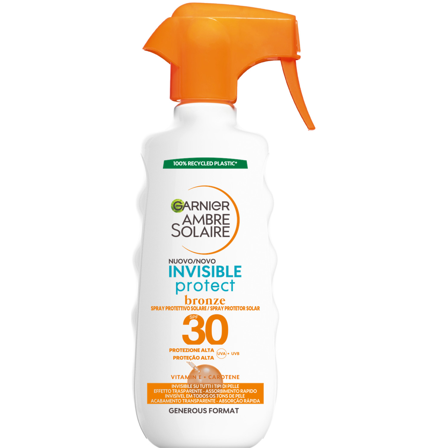 GARNIER AMBRE SOLAIR INVISIBLE PROTECT BRONZE SPRAY GACHETTE SPF 30 300 ML