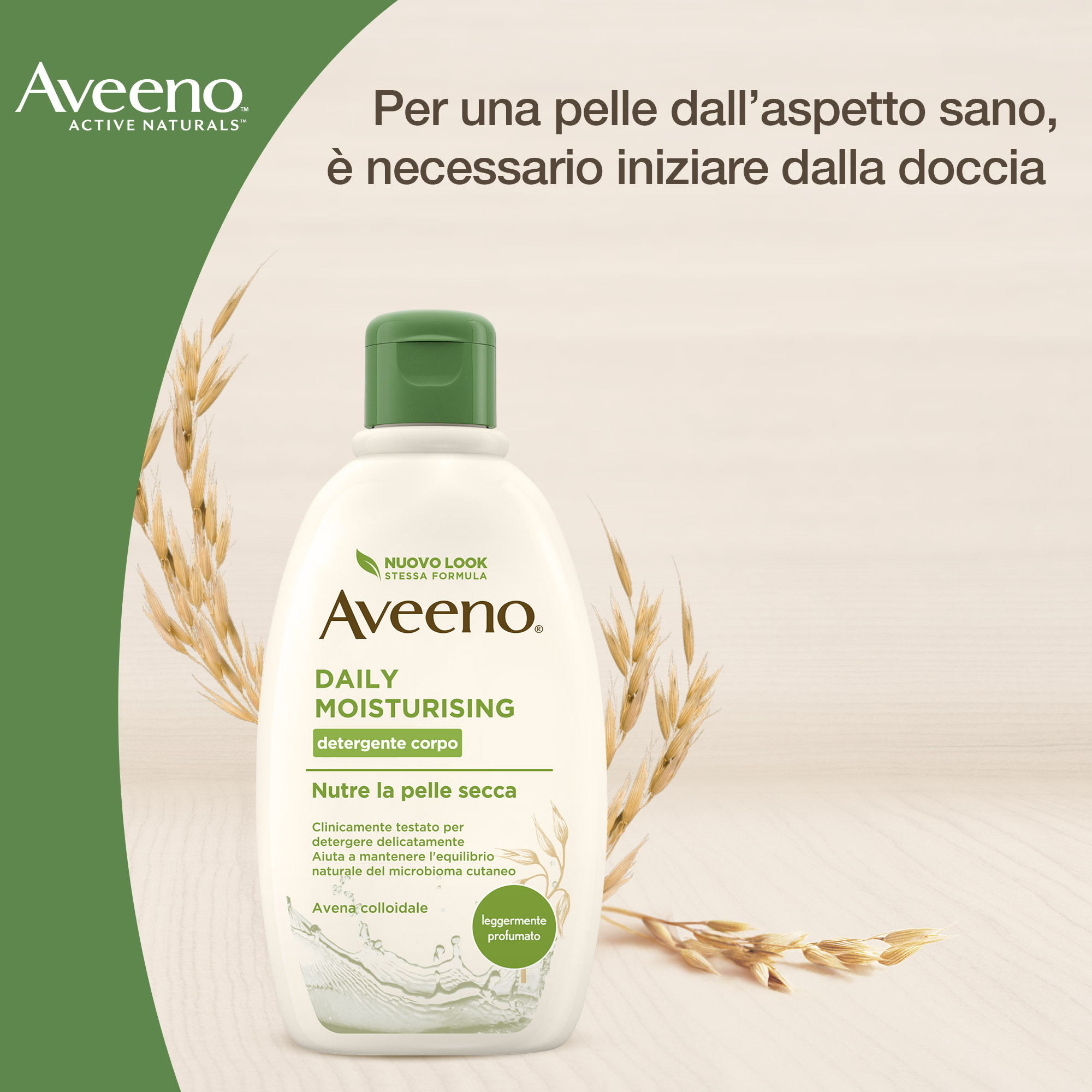 Aveeno Daily Moisturising, Crema Corpo Idratante Bagno Doccia, Detergente Corpo, Pelli da Normali a Secche, Profumo Delicato, 500 ml