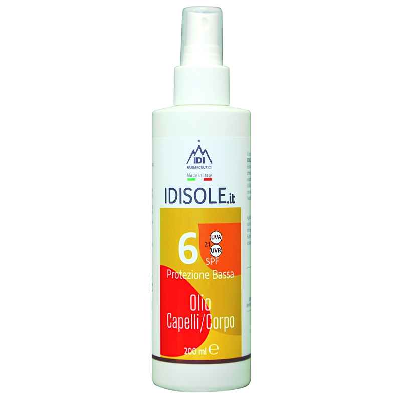 IDISOLE OLIO CORPO E CAPELLI  SPF6  UVA UVB Flacone 200 ml spray