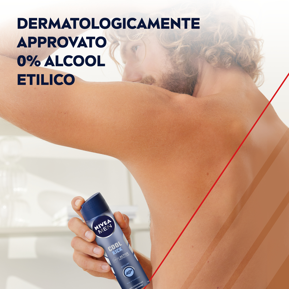 Nivea Men Cool Kick Spray 150 ml, Deodorante uomo antitraspirante per 48 ore di intensa freschezza