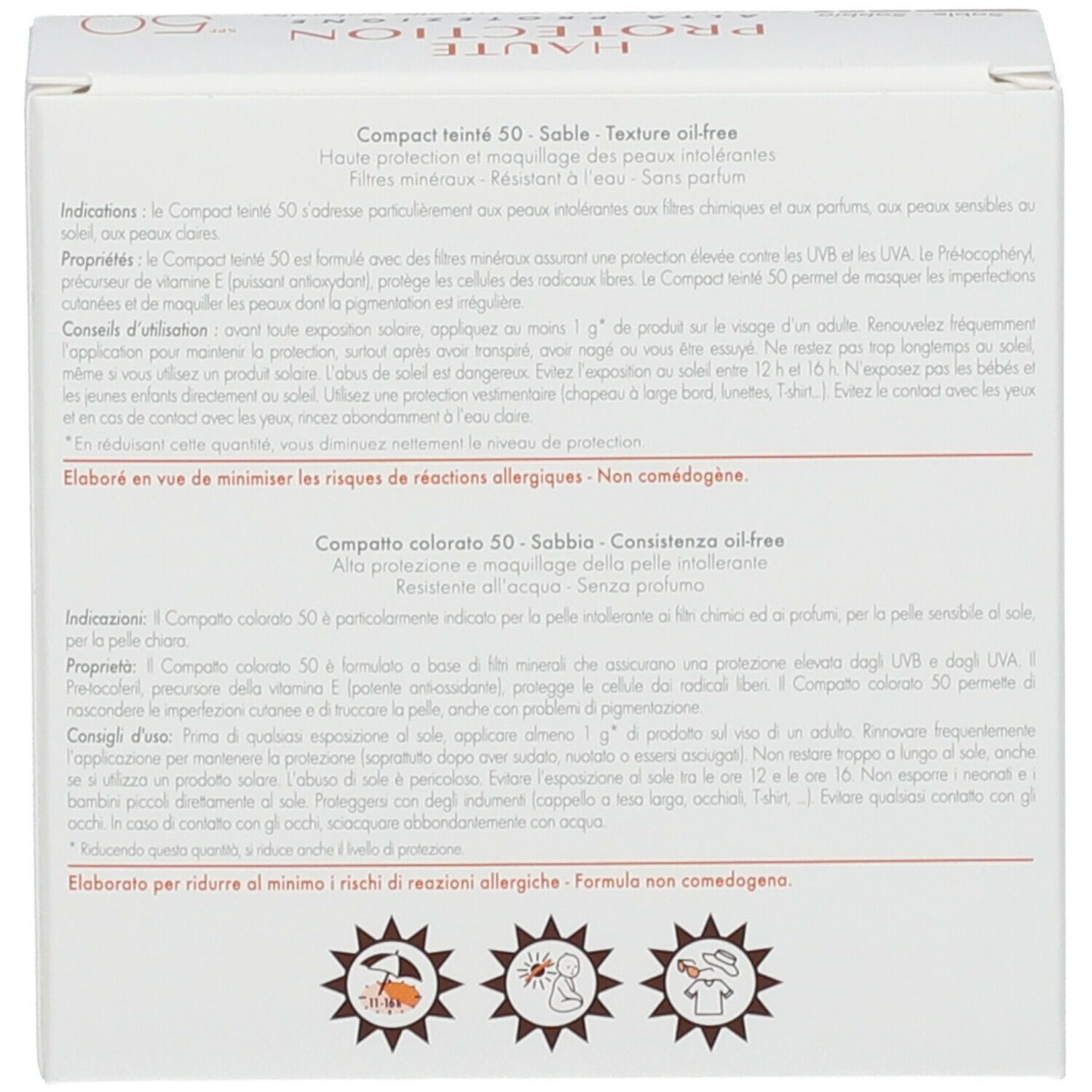 Avene Protection Compatto Colorato SPF50 colore sabbia