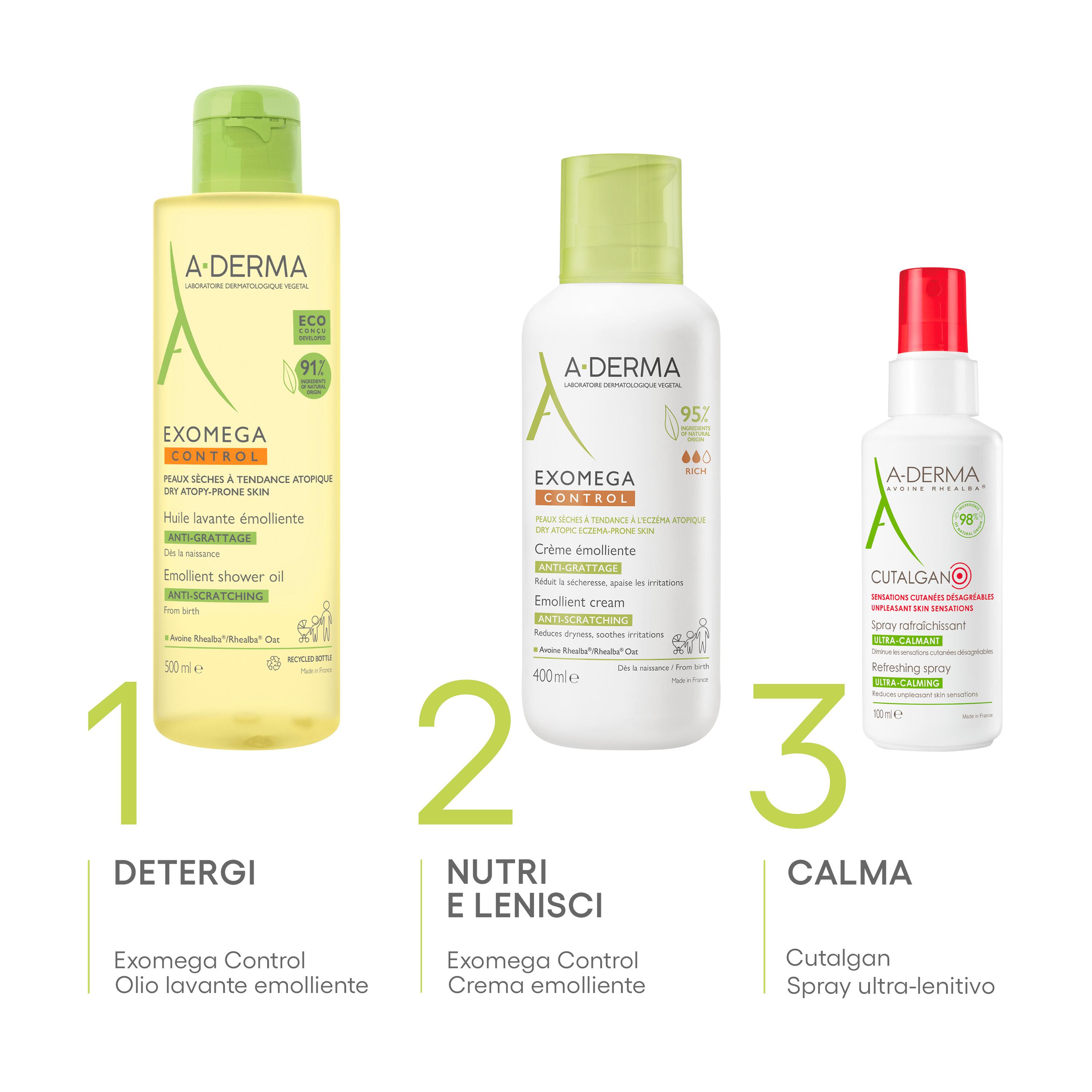 A-Derma Exomega Control - Crema Emolliente  Anti-Grattage Per Pelle Secca A Tendenza Atopica 400 ml 