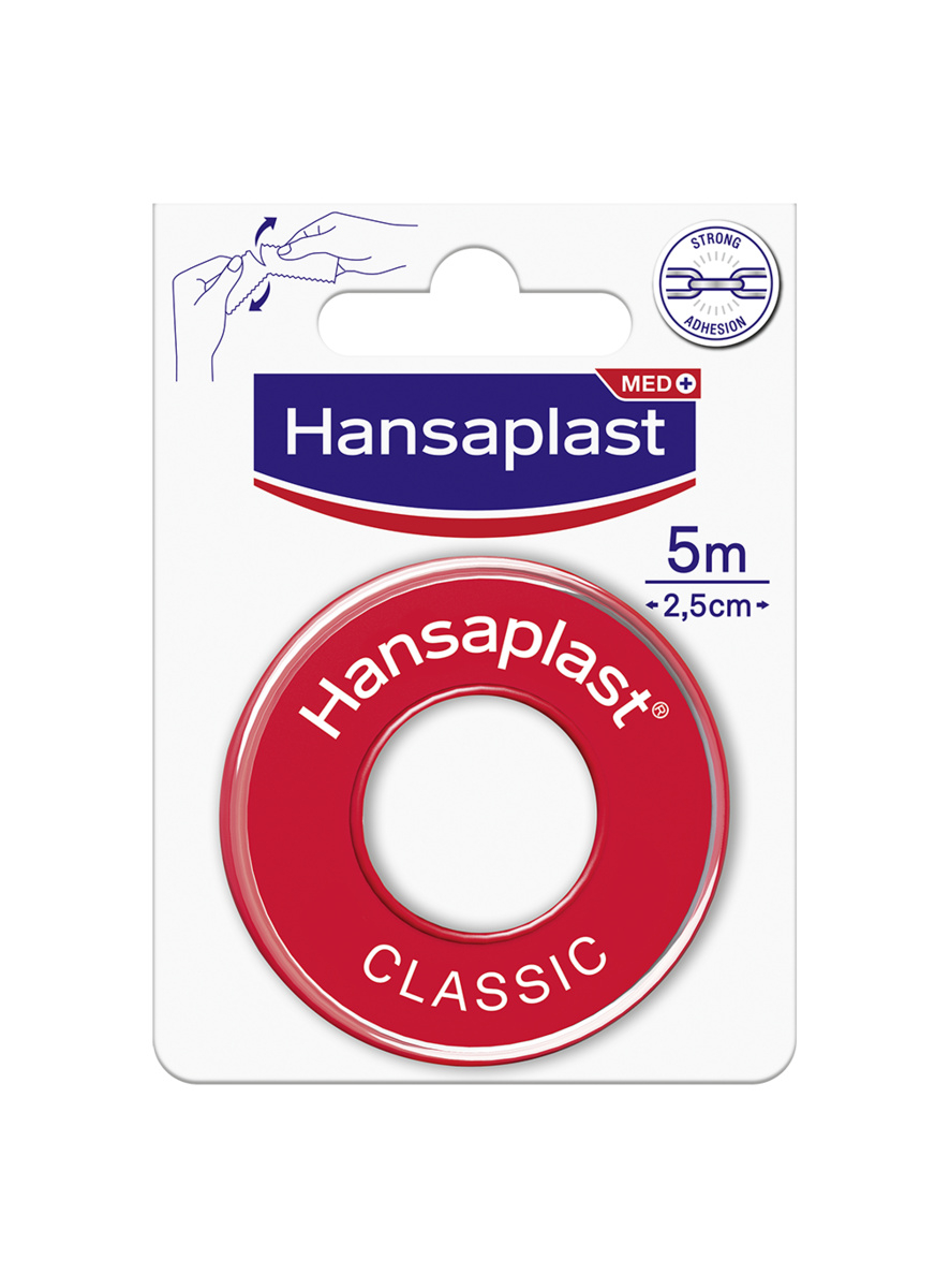 Hansaplast Classic Cerotto Rocchetto, Cerotto rotolo per fissare bende e compresse, 5 m x 2.5 cm