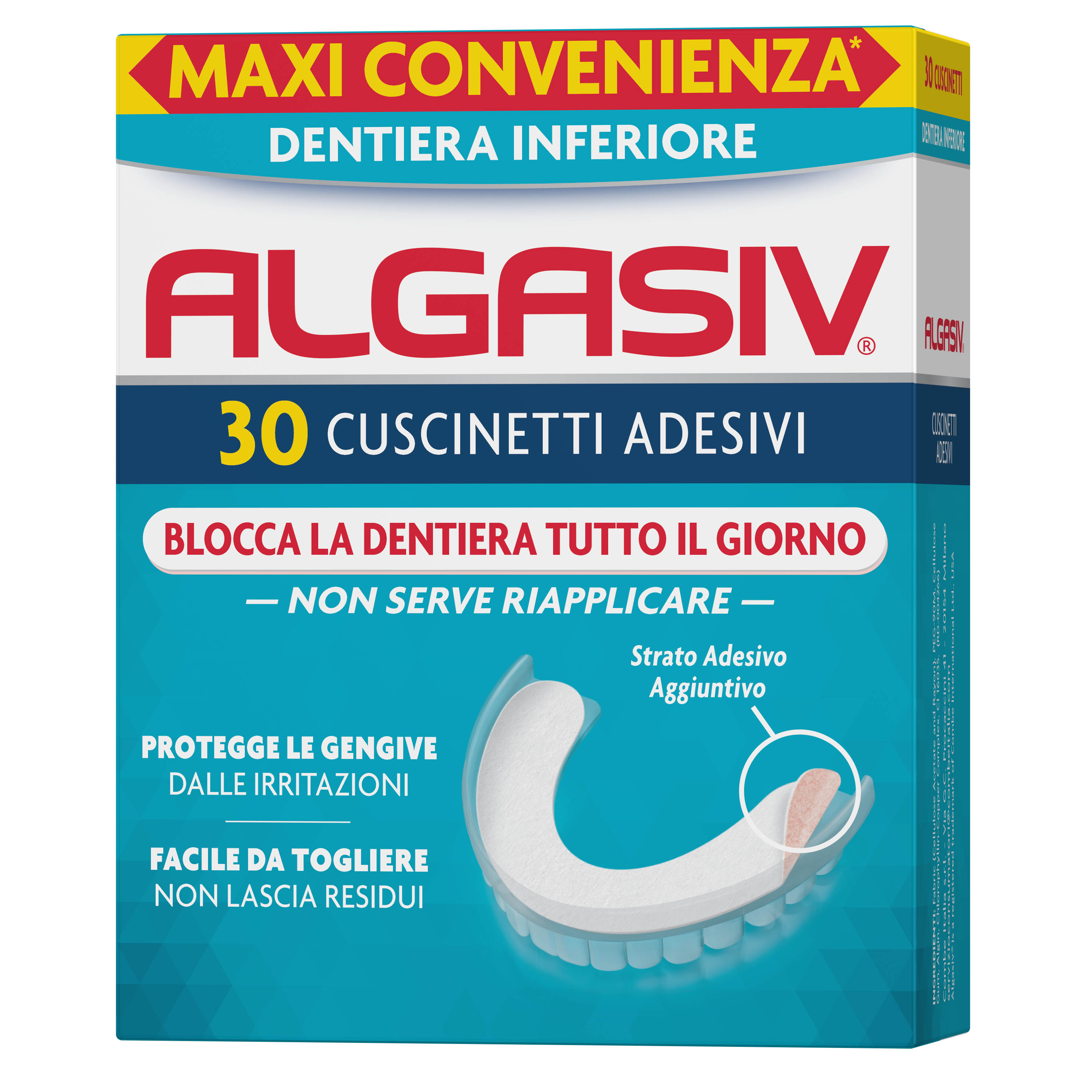 Algasiv - Adesivo per protesi dentaria inferiore - 30 cuscinetti