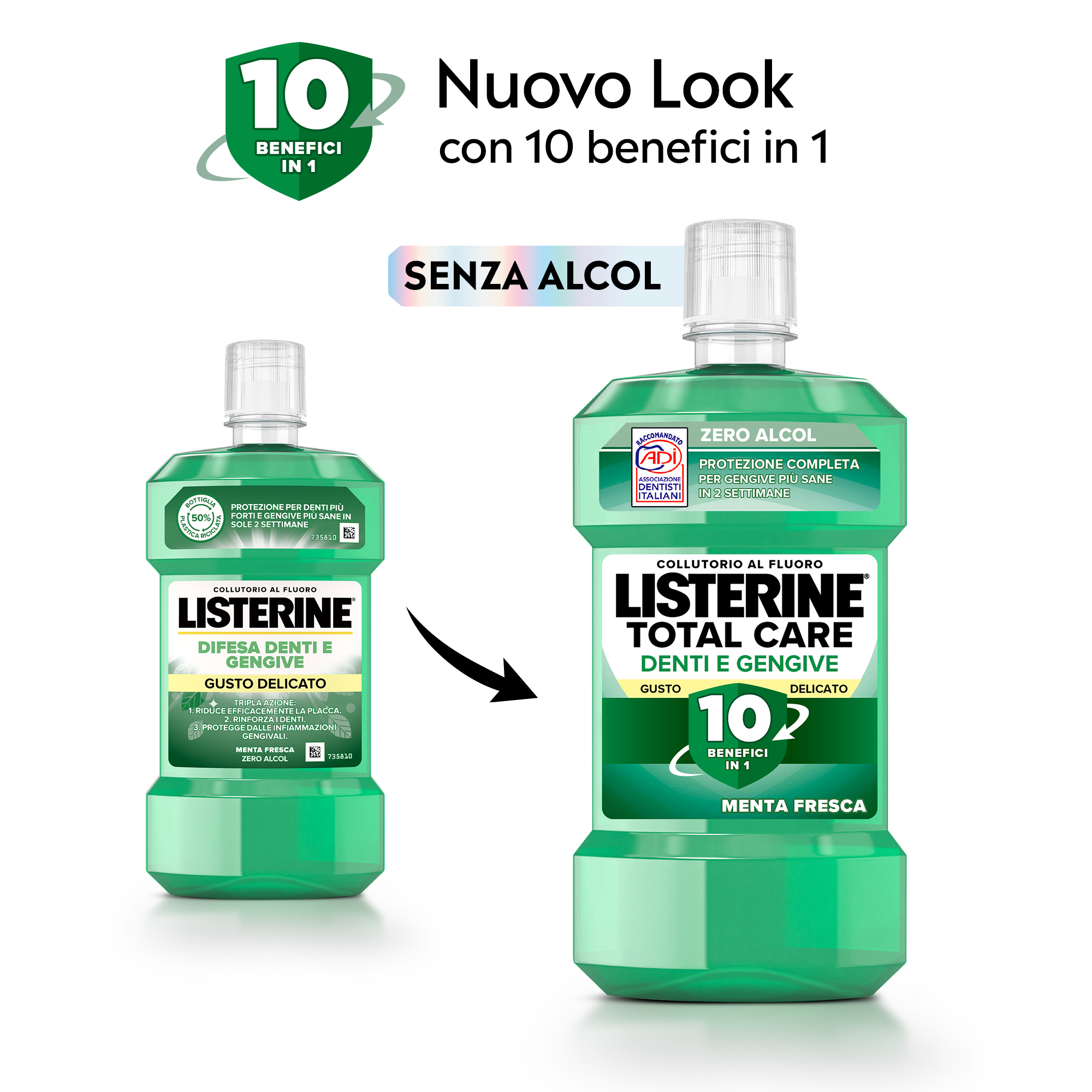 LISTERINE Difesa Denti Gengive Collutorio al Gusto Delicato alla Menta Delicata senza alcool 500 ml