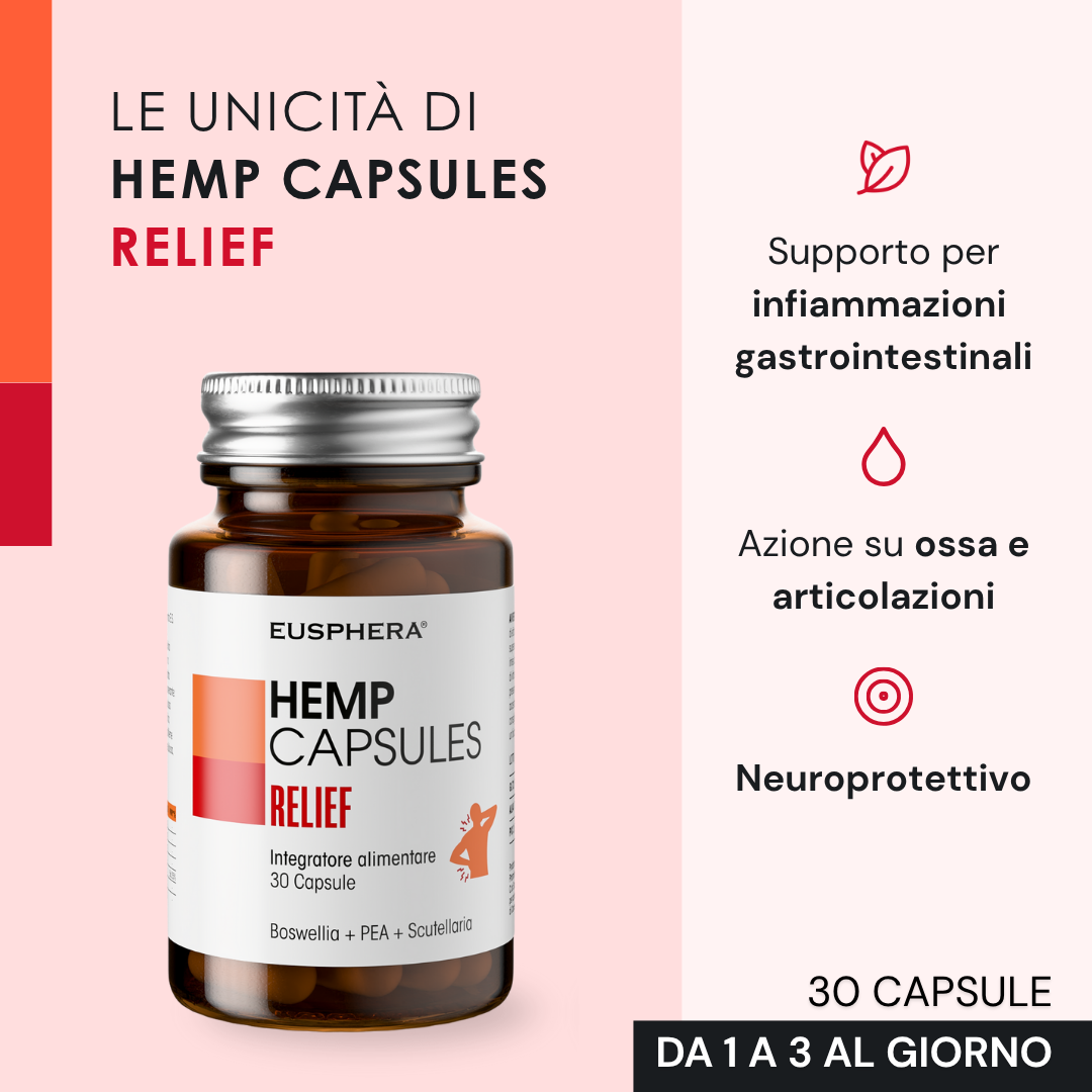 Eusphera Hemp Capsules Relief  30 Capsule - Integratore Per Ossa E Articolazioni