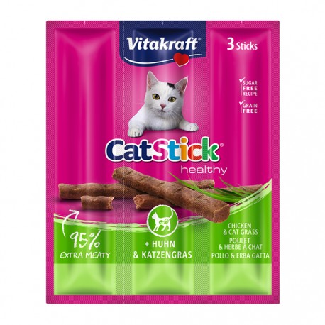 VITAKRAFT GATTO SNACK CAT STICK HEALTHY POLLO ERBA GATTA 3PZ 18GR