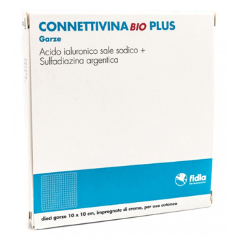 ConnettivinaBio Plus - 10 Garze impregnate per ferite cutanee - 10 x10 cm 