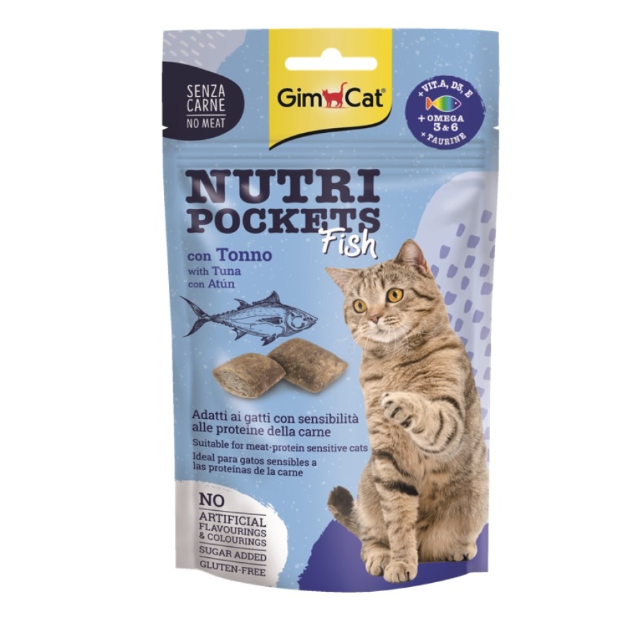GIMBORN GIMCAT GATTO SNACK NUTRI POCKETS FISH TONNO 60GR