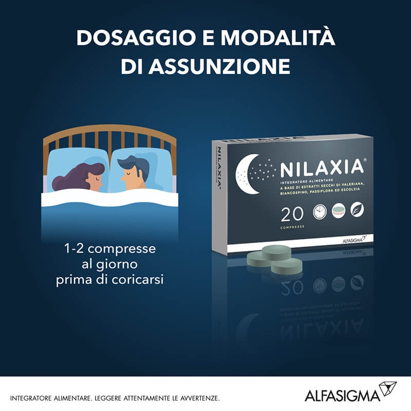 Nilaxia Integratore Per il Sonno Valeriana e Biancospino 20 Compresse 