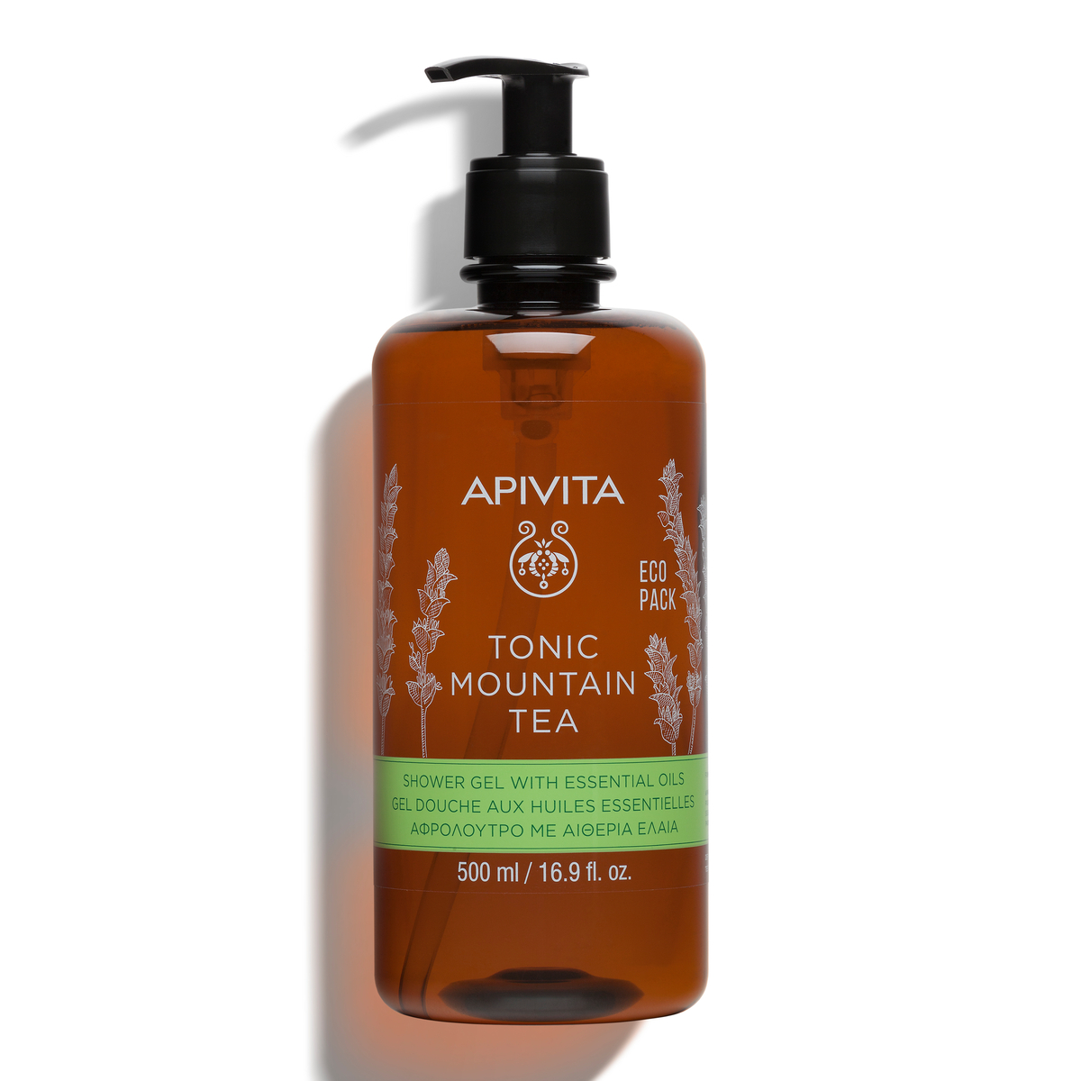 Apivita Tonic Mountain Tea - Gel Doccia Detergente Delicato Idratante E Rivitalizzante Corpo 500 ml