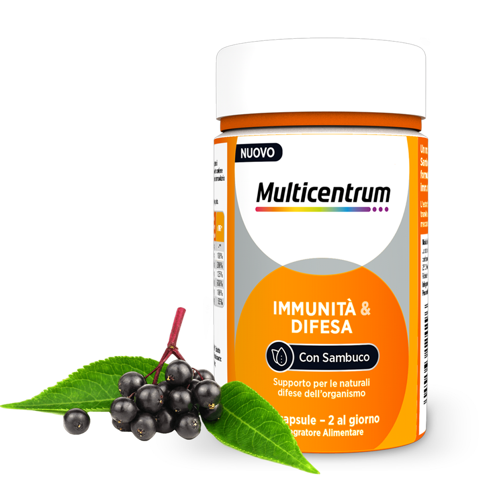 Multicentrum Immuno & Difesa con Sambuco Integratore Alimentare Difese Immunitarie Vitamina C 30 cpr