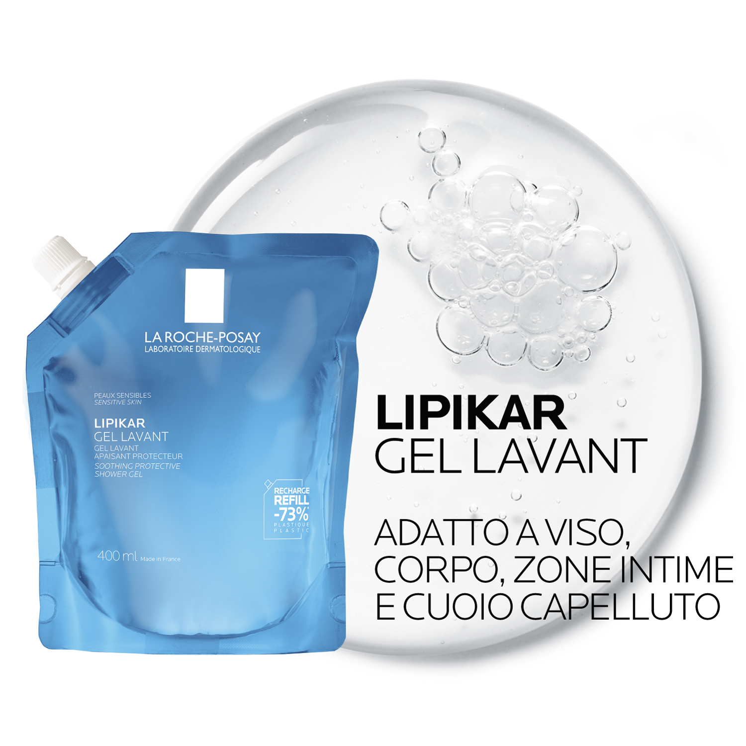 La Roche-Posay Lipikar - Gel Lavant Gel Doccia Detergente Delicato Per Pelle Secca E Sensibile Eco-Ricarica 400 ml
