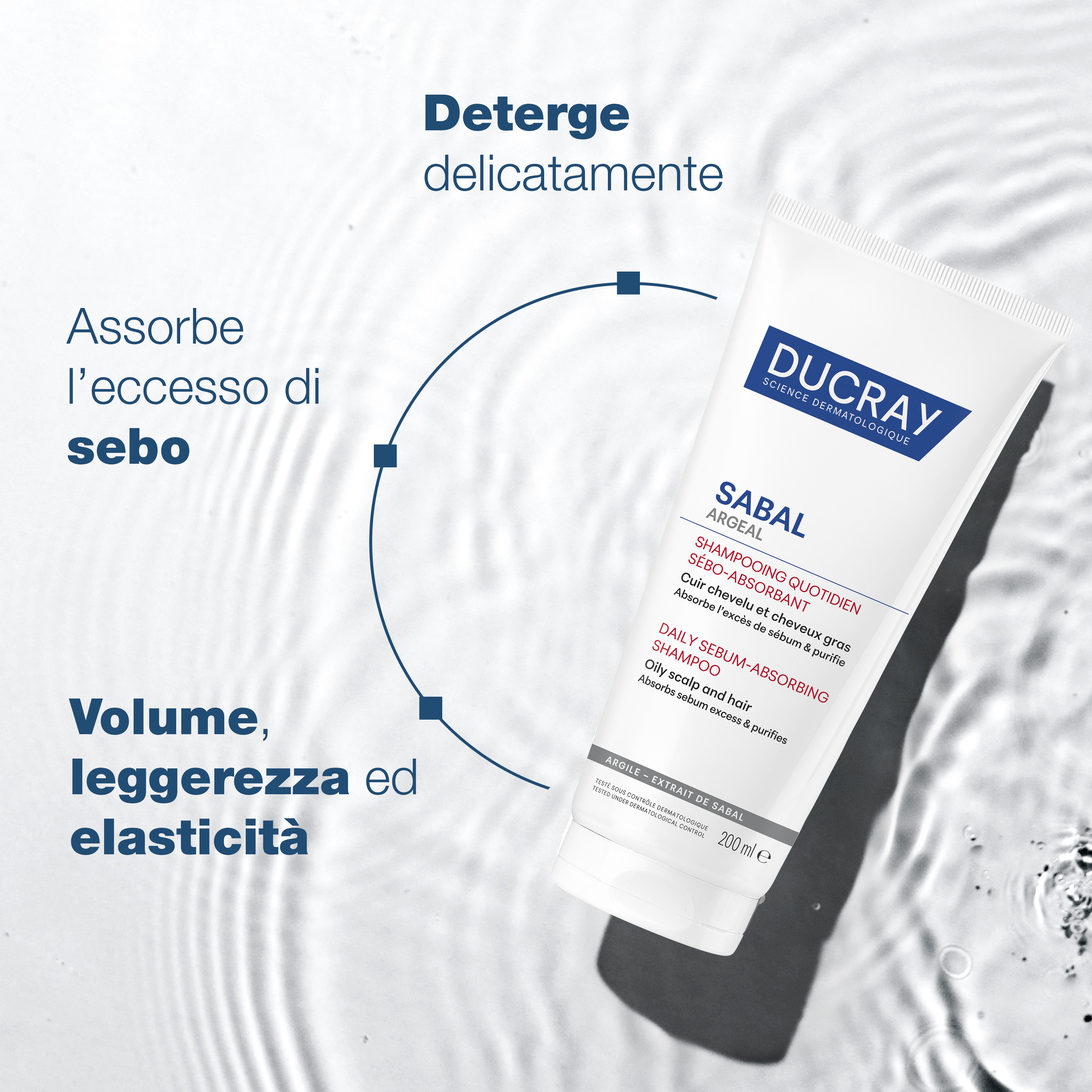 Ducray Sabal Argeal  Shampoo sebo-assorbente, detergente uso quotidiano 200ml