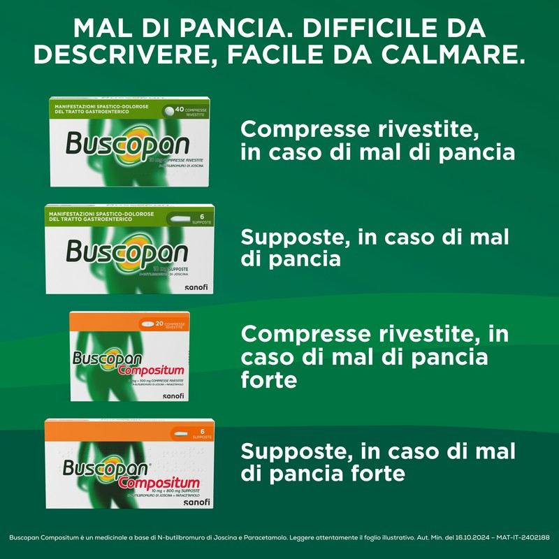 Buscopan Compositum Doppia Azione Contro Dolori Forti e Crampi Addominali, 20 Compresse Rivestite