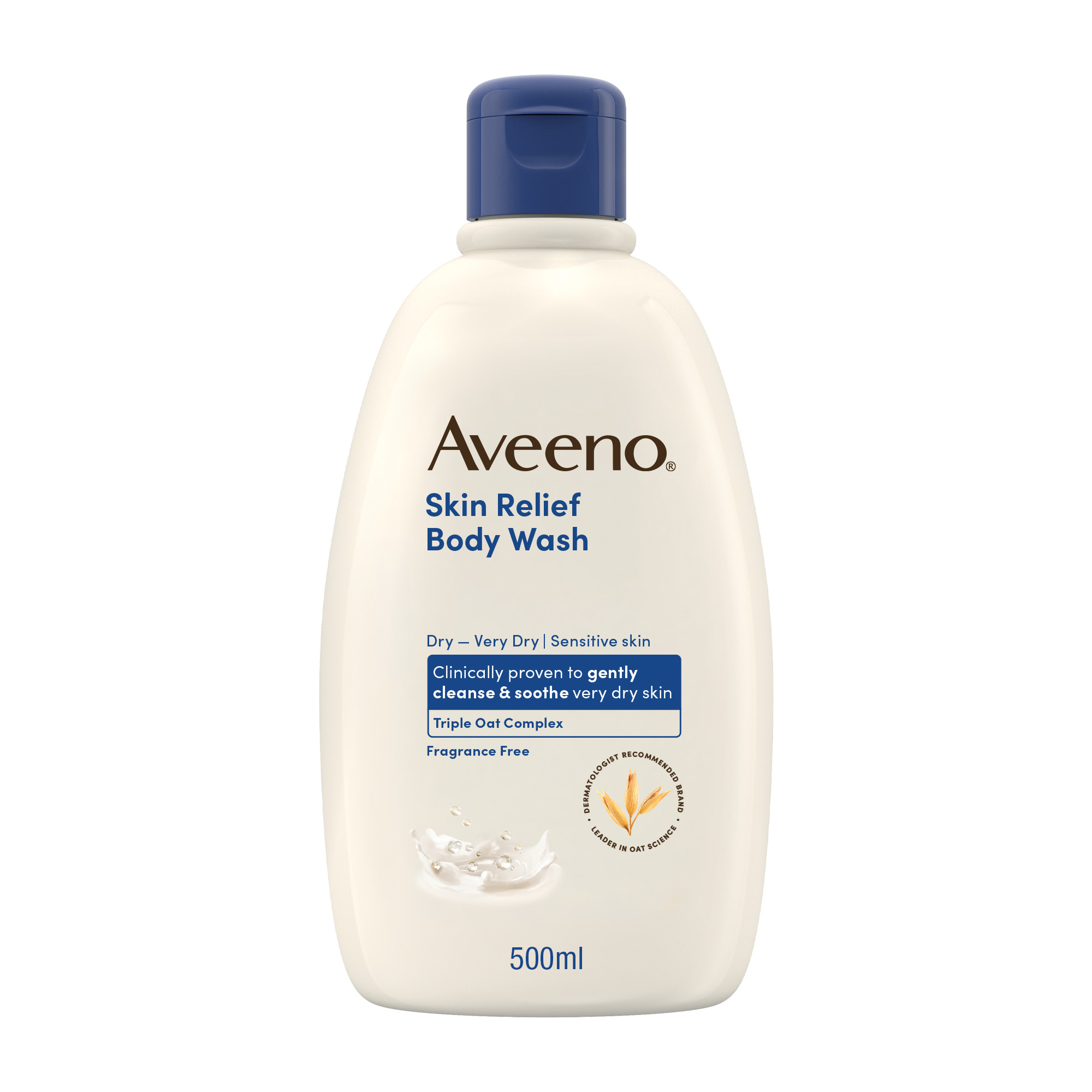 Aveeno Skin Relief Bagnodoccia Idratante per Pelle Molto Secca e Sensibile, Ipoallergenico, Bagnoschiuma Senza Profumo e Senza Sapone, Formula Vegana 500 ml