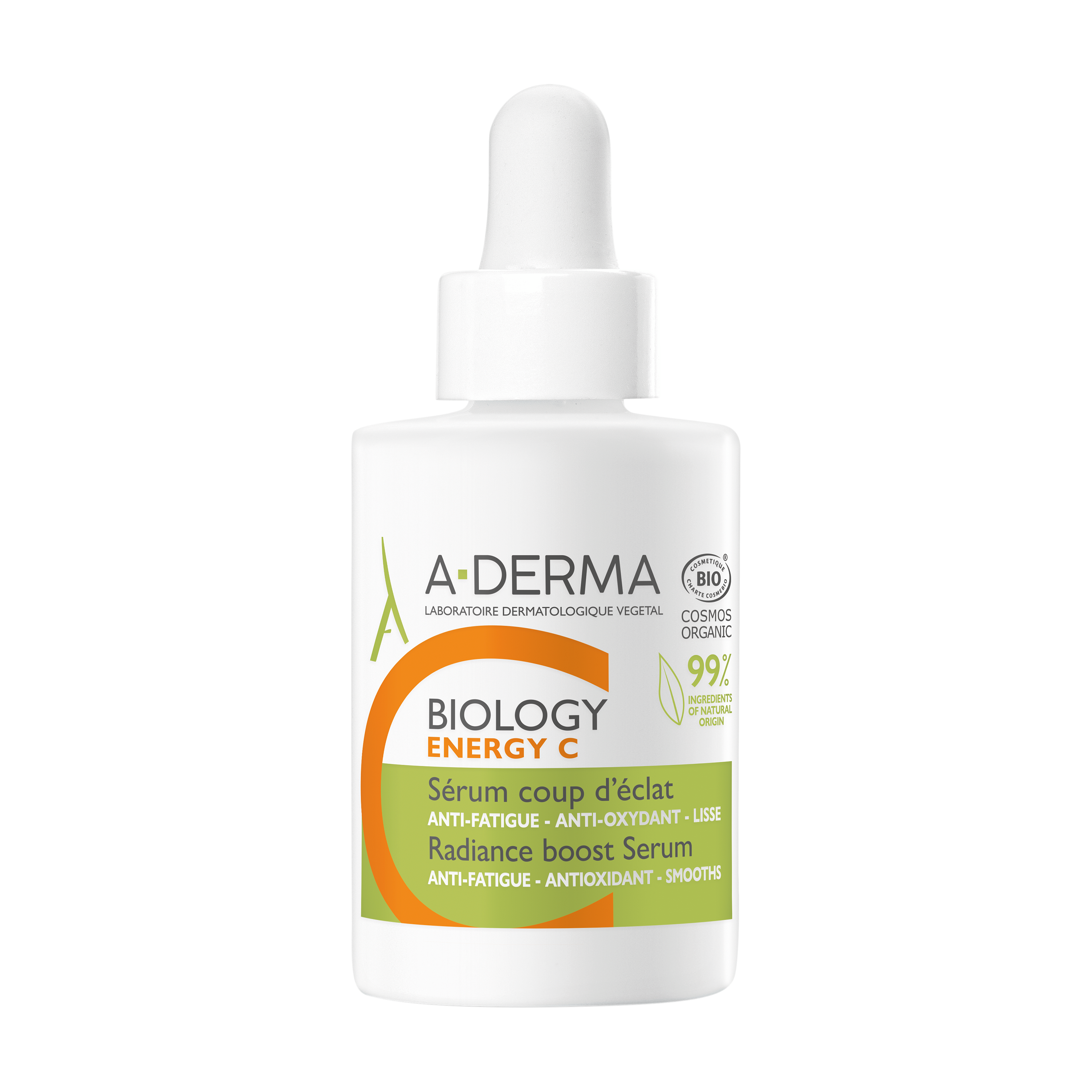 A-Derma Biology Energy C Siero viso illuminante Anti-Stanchezza, Leviga e Illumina l'incarnato spento, con Vitamina C, 30ml 