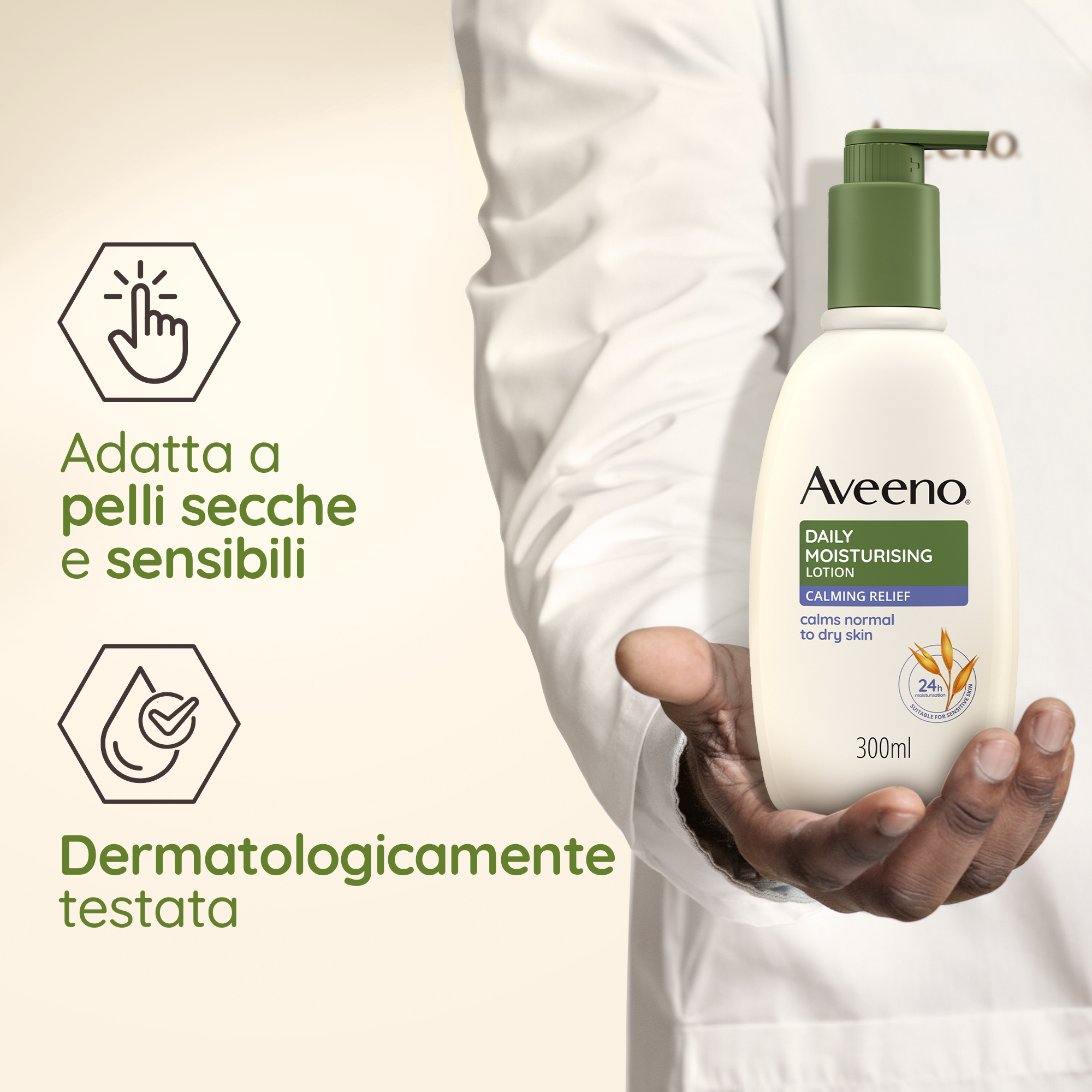 Aveeno Daily Mosturising Crema Idratante Corpo Lavanda  300 ml, Crema profumata all'aroma di Lavanda