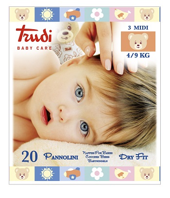 Trudi Baby Care Pannolini Assorbenti Antirritazioni Midi 4-9 Kg 20 Pezzi