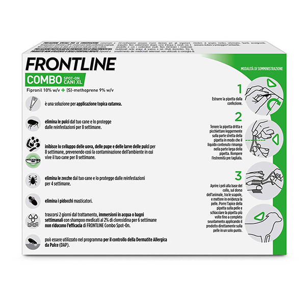 Frontline Combo Cani x3 Pipette, Antiparassitario per Cani XL e Cuccioli (+40Kg) Contro Pulci, Zecche, Uova e Larve