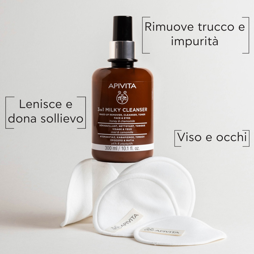 APIVITA - Latte Detergente 3 in 1 per Viso e Occhi 