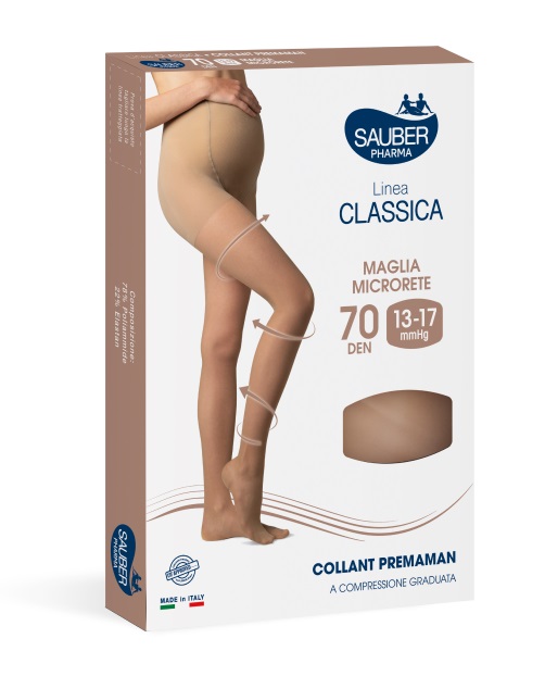 Sauber Linea Classica Collant Pre-maman 70 Den Neutro Beige Taglia 2