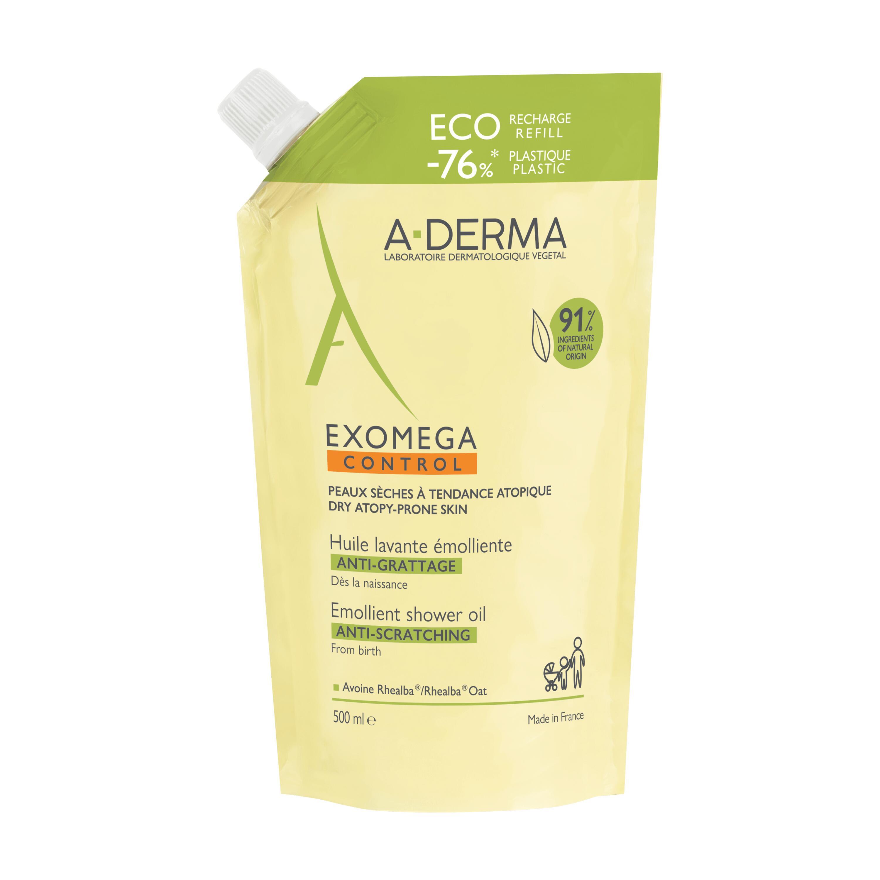 A-Derma Exomega Control - Olio Lavante Emolliente Per Pelle Secca A Tendenza Atopica Ricarica 500 ml