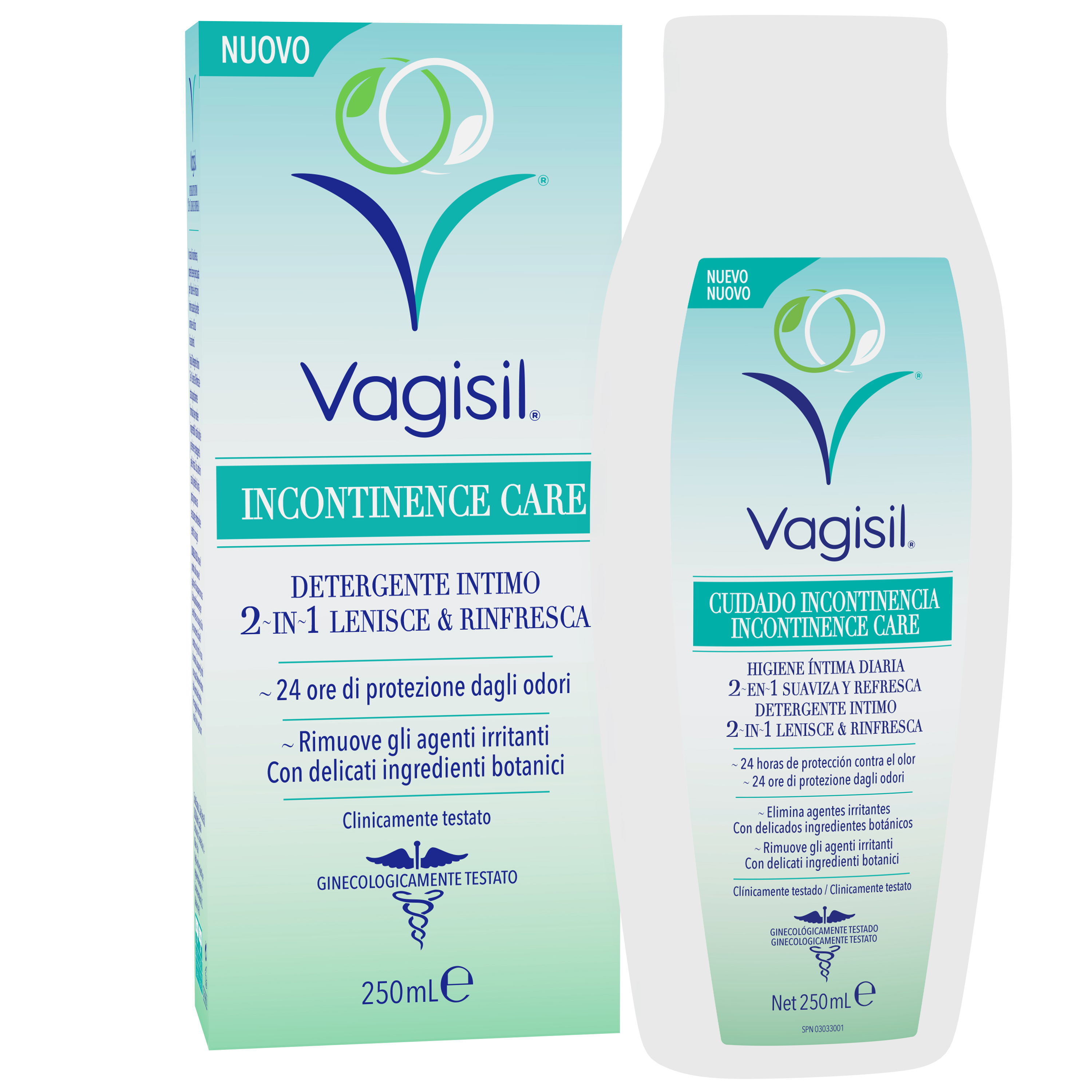 VAGISIL INCONTINENCE CARE DETERGENTE INTIMO 2-IN-1 LENISCE E RINFRESCA 250ml