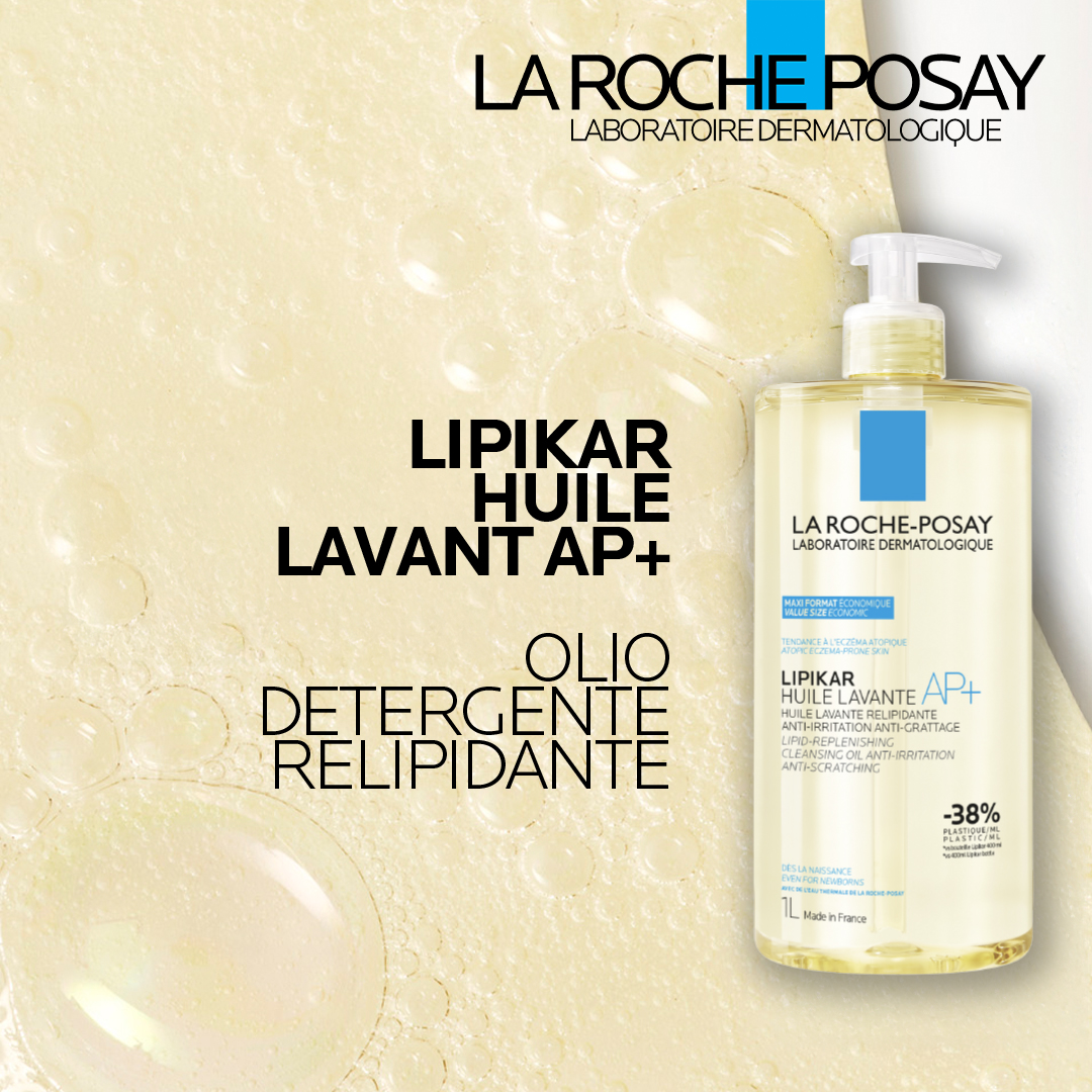 La Roche-Posay Lipikar - Huile Lavante AP+ Olio Lavante Relipidante Anti-Arrossamenti E Anti-Prurito 1 Litro