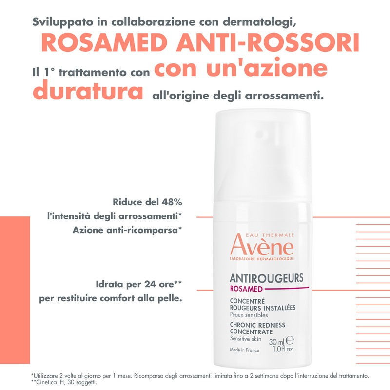 Eau Thermale Avène Antirougeurs Rosamed Concentrato Rossori Persistenti, pelle arrossata, 30ml