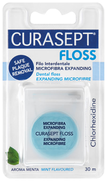 Curasept Floss Microfibra Expanding Filo Interdentale con Clorexidina 30 m