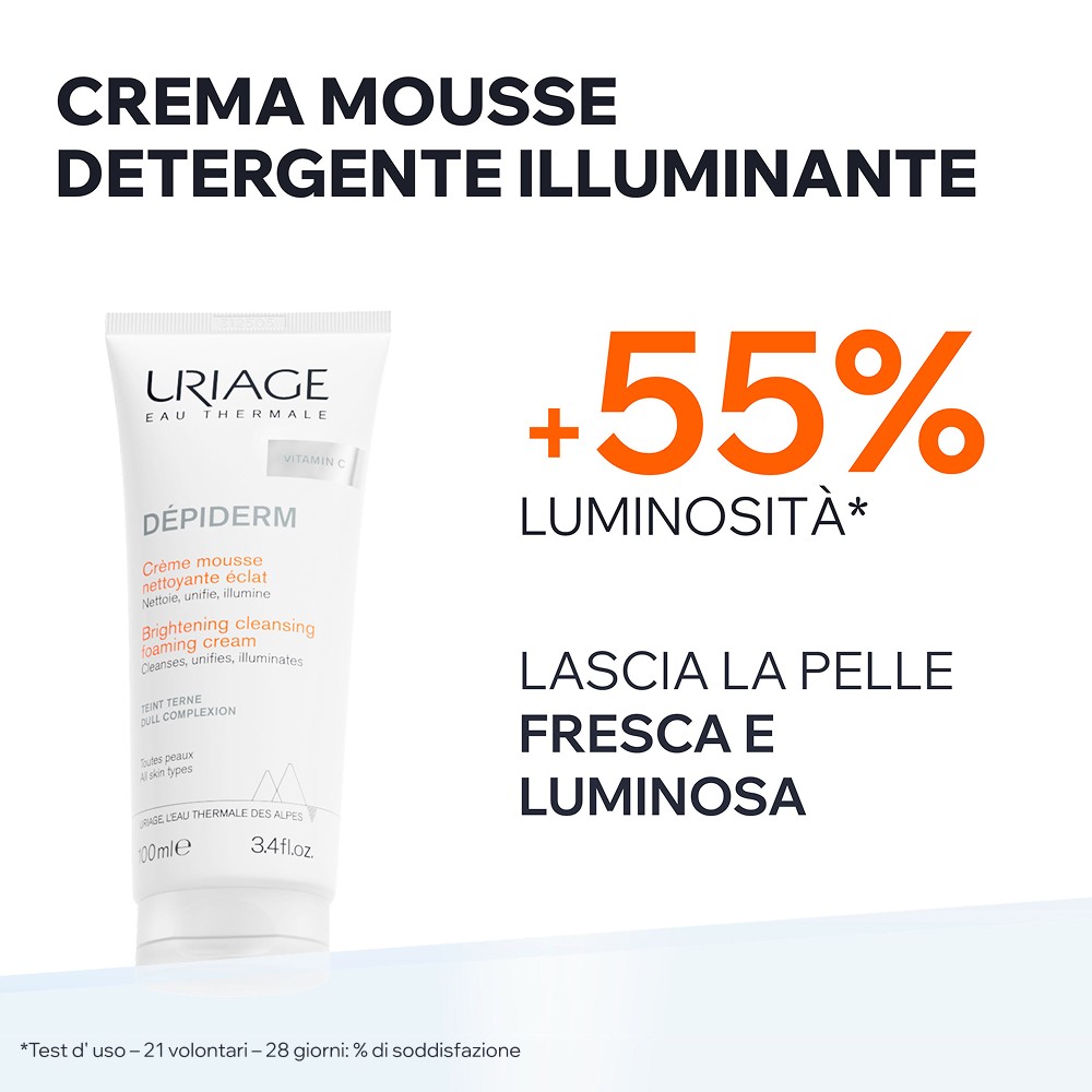 Uriage Dépiderm - Crema Mousse Detergente Illuminante Anti-Macchie Viso 100 ml