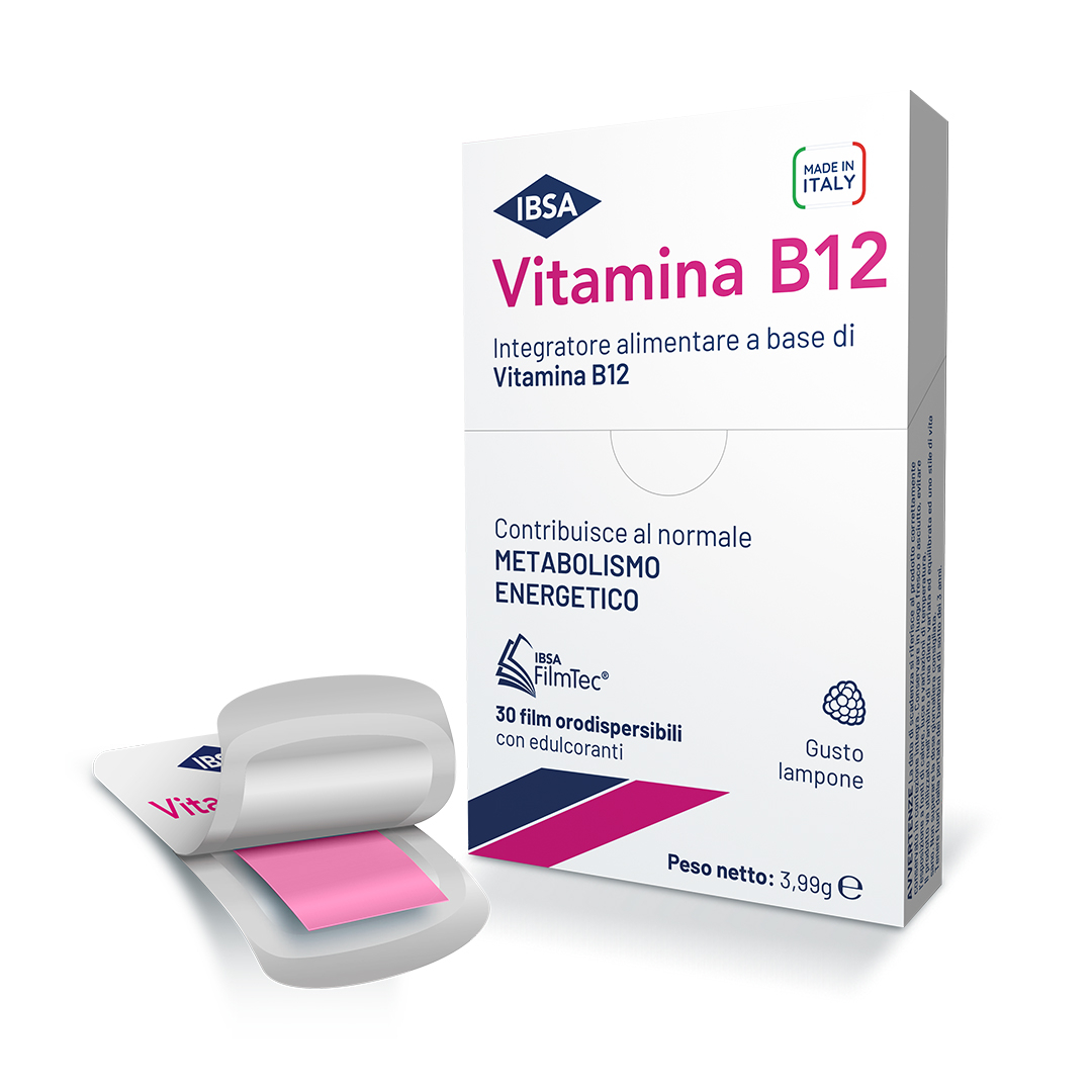 VITAMINA B12 IBSA - Integratore alimentare a base di vitamina B12 gusto lampone. - 30FILM ORALI