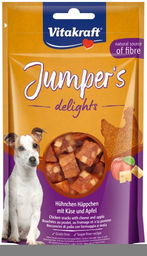 VITAKRAFT CANE SNACK JUMPERS DELIGHTS POLLO FORMAGGIO MELA 80GR