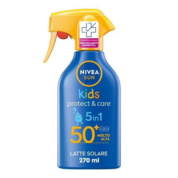Nivea Sun Spray Solare Kids Protect & Care FP50+ 270 ml, Crema solare per bambini waterproof