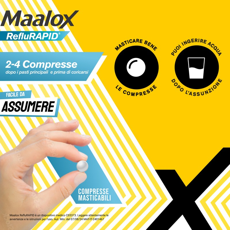 Maalox Reflurapid blocca il reflusso, riduce il bruciore, 40 cpr