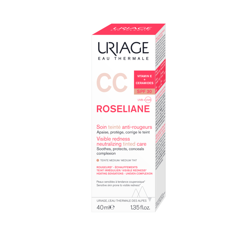 Uriage Roséliane CC Crema SPF 30 Uniformante Viso che copre il rossore, uniforma e fornisce un'azione lenitiva a lunga durata 40 ml