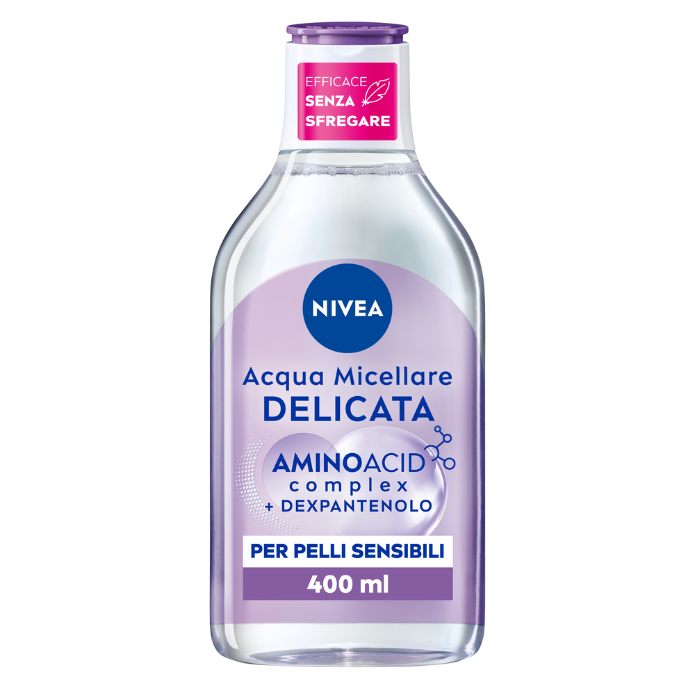 Nivea Micellair 5in1 Acqua Micellare Delicata 400 ml, Detergente viso e occhi struccante lenitivo
