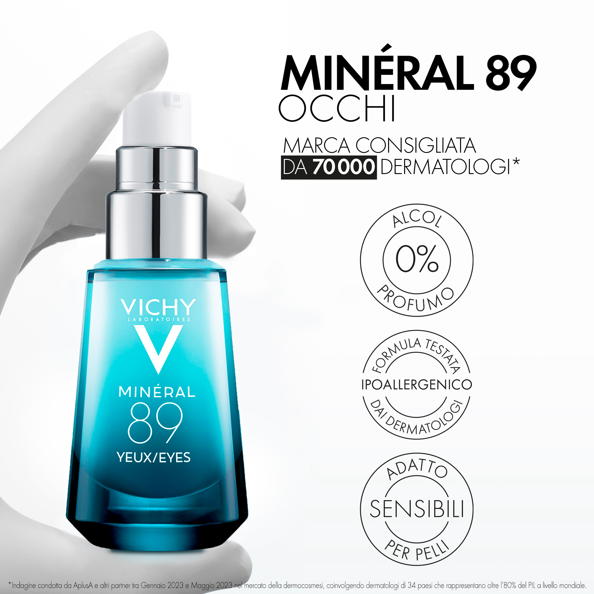 Vichy Minéral 89 Gel Occhi Fortificante e Idratante con Caffeina e Acido Ialuronico 15ml