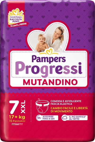 PAMPERS Progressi Mutandino Taglia 7-XXL dai 17kg - 15 pezzi