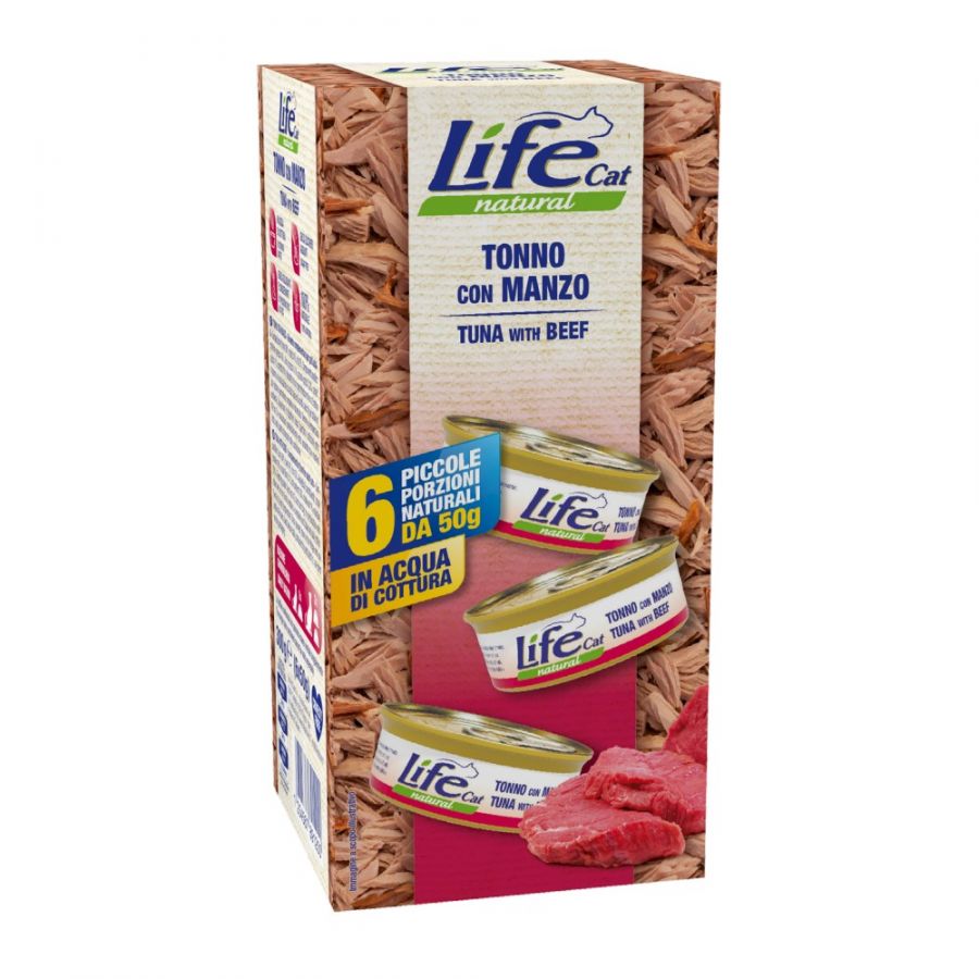 LIFEPETCARE LIFE GATTO NATURAL TONNO MANZO 6x50GR (lattina) MULTIPACK