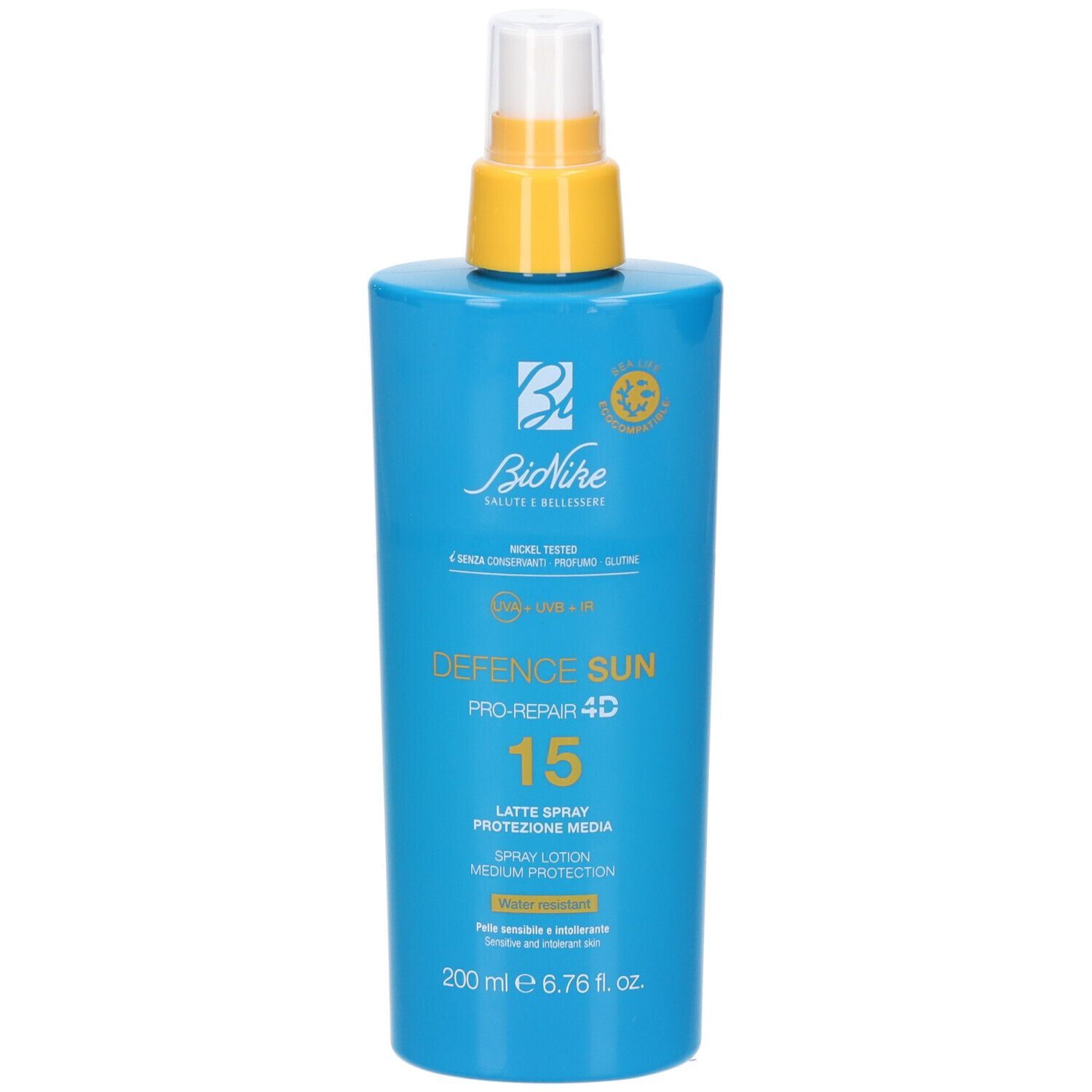 BioNike Defence Sun Pro-Repair 4D SPF 15 Latte Spray Protezione Media 200ml 