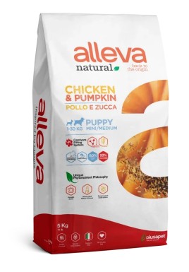 ALLEVA NATURAL DOG PUPPY CHICKEN & PUMPKIN MINI/MEDIUM KG 5 - P02203