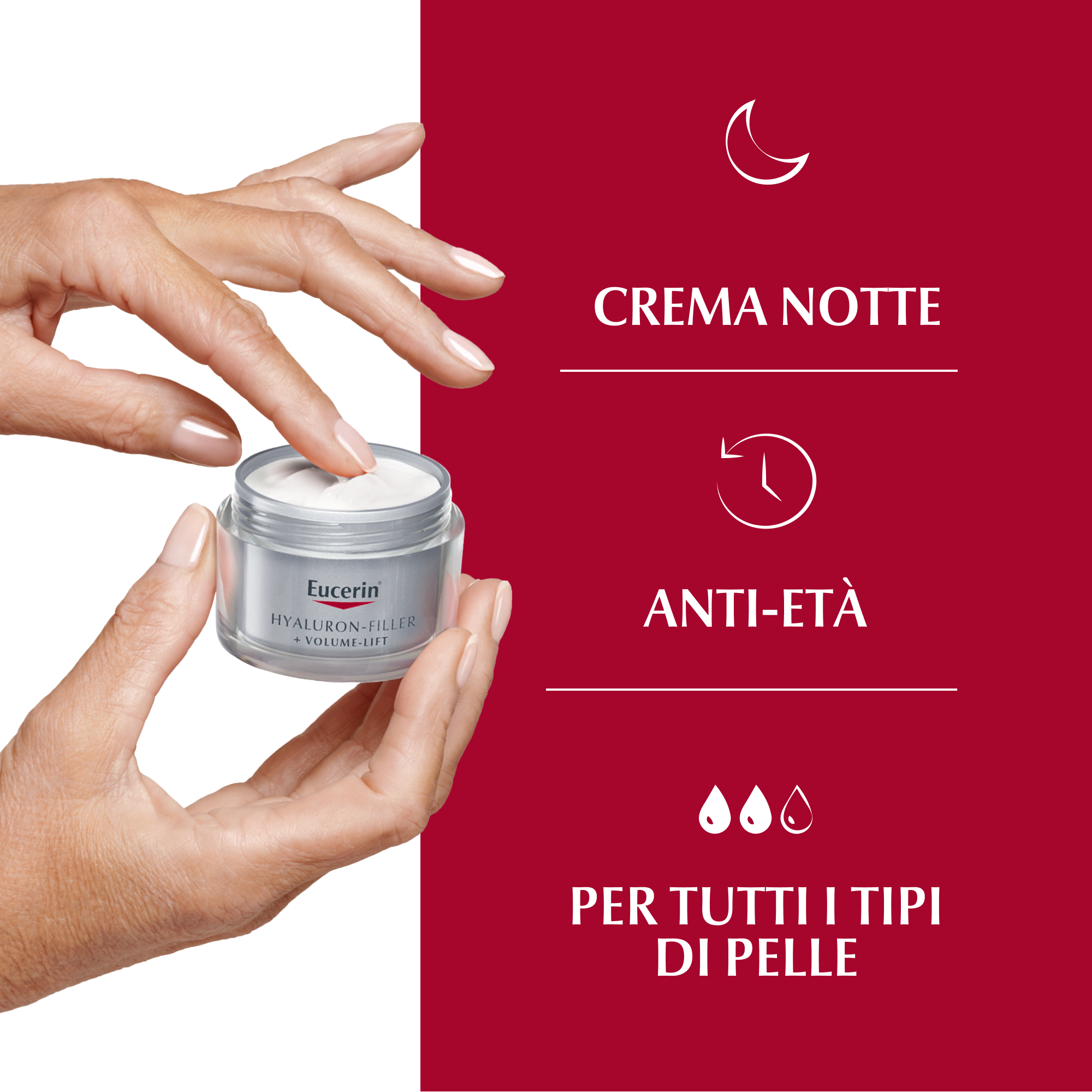 Eucerin Hyaluron-Filler Volume Crema Notte Antirughe 50mL