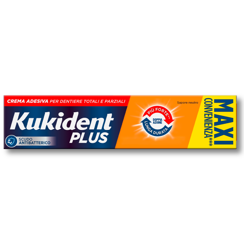 Kukident Plus Doppia Azione Crema Adesiva 57g. Per Dentiere Totali e Parziali
